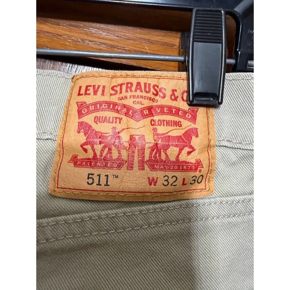 Levi's 511 Men's W32 L30 Khaki Denim Jeans Slim Fit Tan Stretch